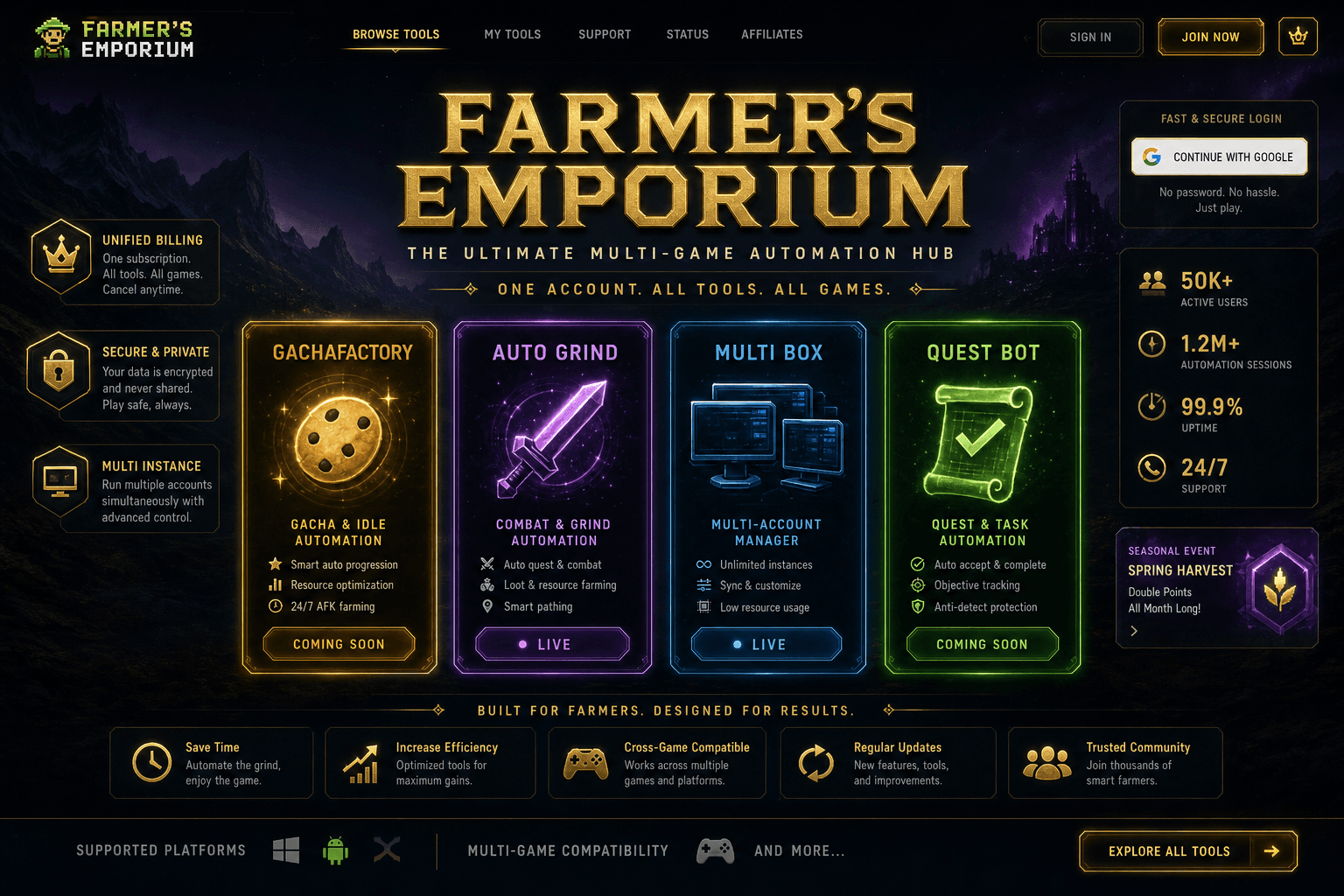 GachaFactory multi-game tool hub preview